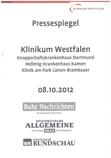 Pressespiegel 08.10.2012 - Knappschaftskrankenhaus Dortmund