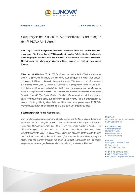 Seilspringen mit Klitschko - Hemopharm GmbH