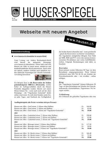 Juni - August 2008 [PDF, 359 KB] - Gemeinde Hausen am Albis