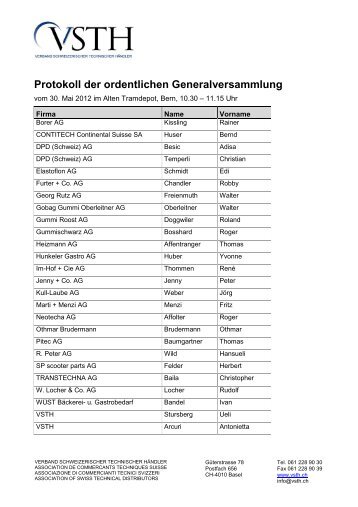 Protokoll GV 2012 - VSTH