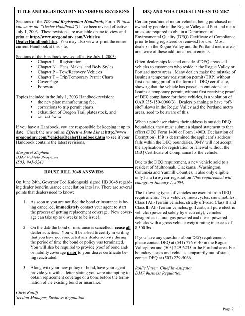 Publisher Summer 2003.pub - Oregon Department of Transportation