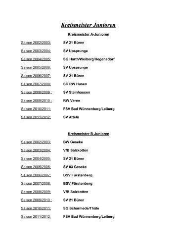 Kreismeisterschaften/Kreispokal ... - FLVW Büren