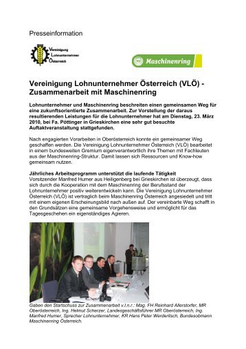 Vereinigung Lohnunternehmer Österreich (VLÖ) - Zusammenarbeit ...