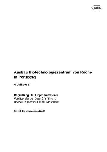 Grußwort Dr. Jürgen Schwiezer - Roche in Deutschland
