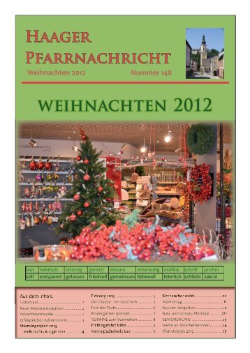 weihnachten 2012 - der Pfarre Haag am Hausruck