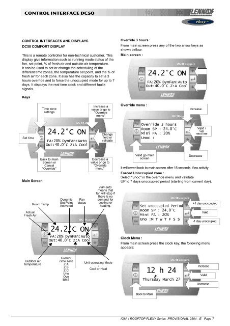 INSTALLATION OPERATING & MAINTENANCE MANUAL - Lennox