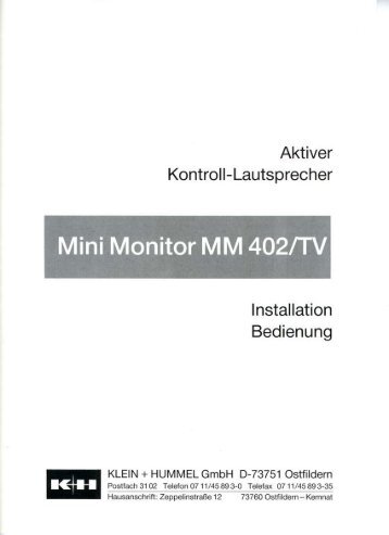 Mini Monitor MM 402/TV - Georg Neumann GmbH