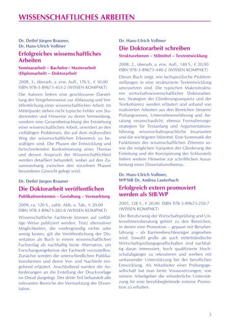 Wirtschaftsliteratur Gesamtverzeichnis 2009 - Verlag Wissenschaft ...