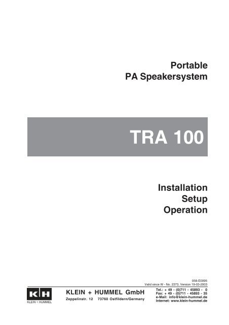 TRA 100 - Georg Neumann GmbH