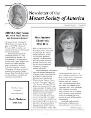 2009 MSA Study Session - Mozart Society of America