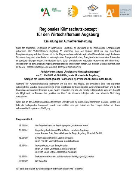 Weitere Informationen und Anmeldung - im Wirtschaftsraum Augsburg.