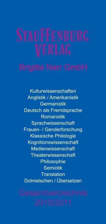 Gesamtverzeichnis 2010/2011 Brigitte Narr GmbH - Stauffenburg ...