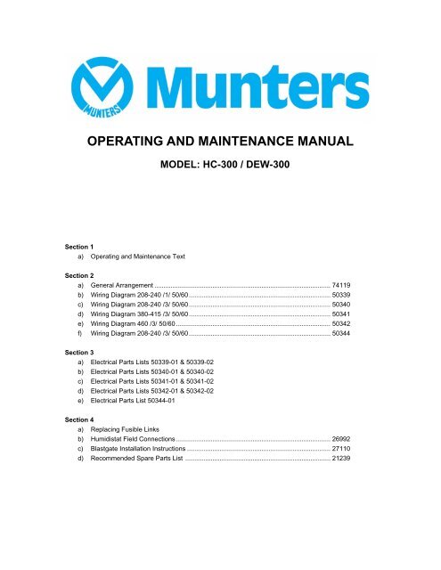 Operating And Maintenance Manual Munters