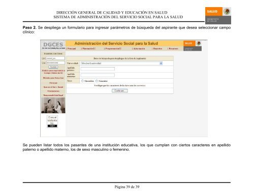 Sistema de Administración del Servicio Social para la Salud Manual ...