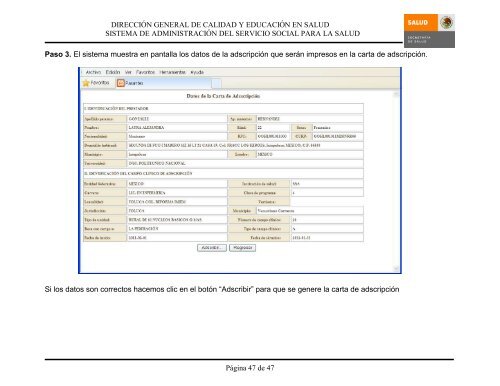 Sistema de Administración del Servicio Social para la Salud Manual ...