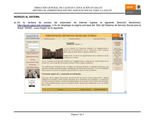 Sistema de Administración del Servicio Social para la Salud Manual ...