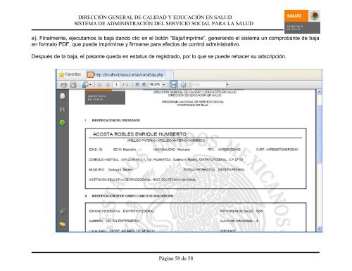 Sistema de Administración del Servicio Social para la Salud Manual ...