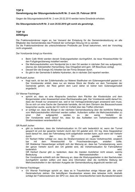 Gemeinderat Sitzungsprotokoll (32 KB) - .PDF - Traunkirchen