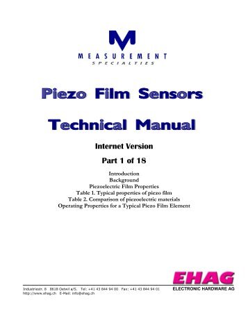 Piezo Film Sensors Technical Manual - EHAG Electronic Hardware AG