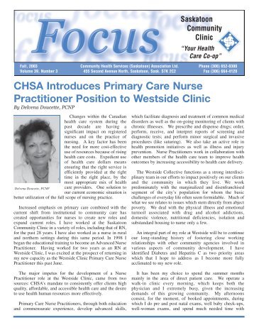 CHSA Introduces Primary Care Nurse Practitioner Position to ...