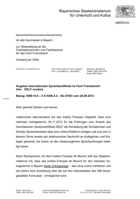 KMS DELF für April 2013 Nachtrag - ISB - Bayern