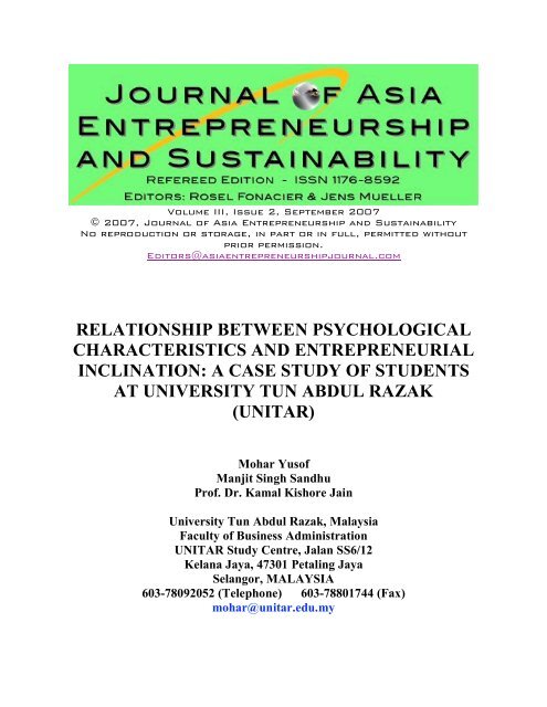 Relationship between psychological characteristics - Journal of Asia ...