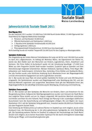 Jahresrückblick Soziale Stadt 2011 - Mainz- Lerchenberg.de