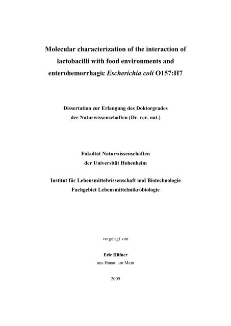 Molecular characterization of the interaction of lactobacilli with food ...