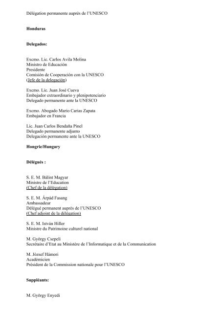 Member States / Etats membres - Unesco