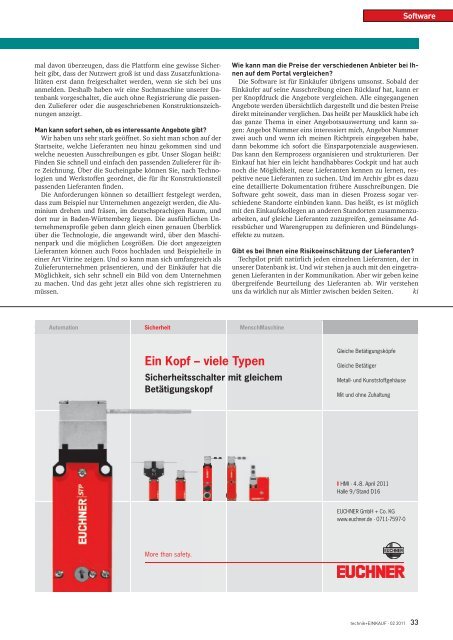 Ausgabe 2 / 2011 - technik + EINKAUF