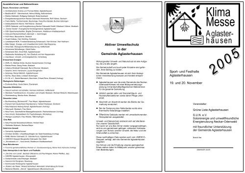 Aktiver Umweltschutz in der Gemeinde Aglasterhausen Sport- und ...