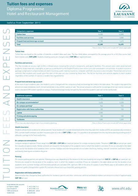 Tuition Fees And Expenses Ecole Hoteliere De Lausanne Tuition Fees And Expenses Ecole Hoteliere De Lausanne