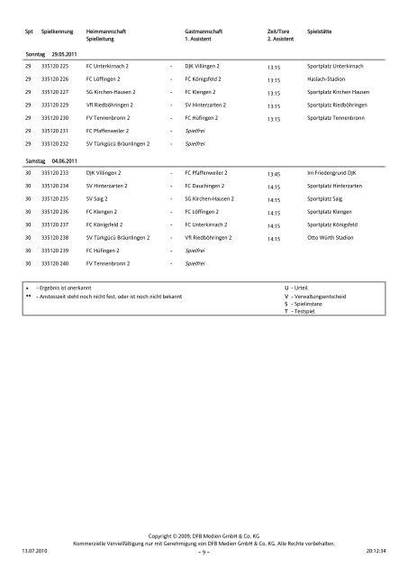 DFBnet - Staffelspielplan - 1 - - SV Hinterzarten