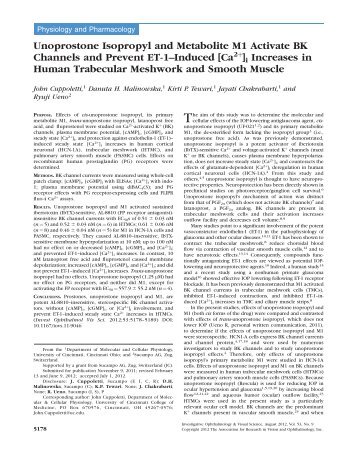 Unoprostone Isopropyl and Metabolite M1 Activate BK Channels ...