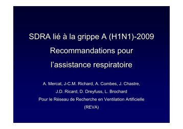 diapos recommandations REVA SDRA-H1N1 - SRLF