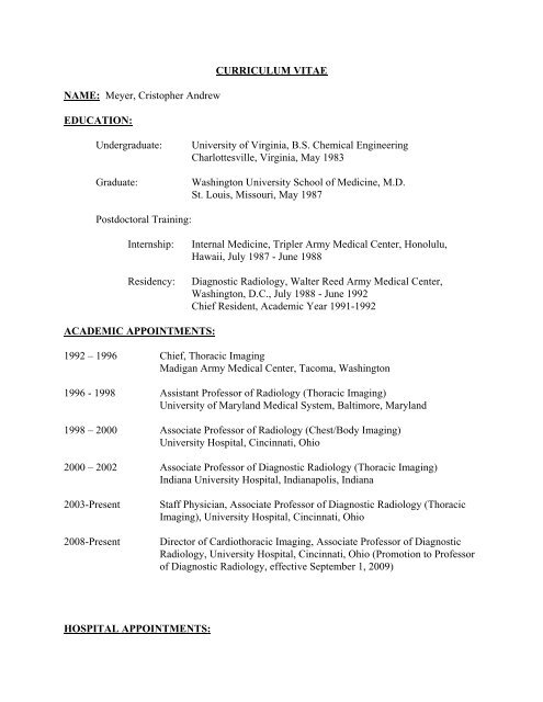 CURRICULUM VITAE NAME: Meyer, Cristopher Andrew ...