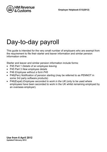 E13(2012) Day-to-day payroll - HM Revenue & Customs