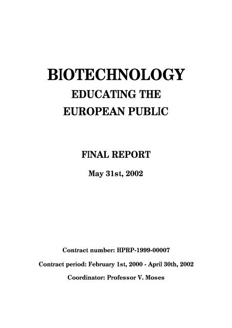 Biotechnology: Educating the European Public - Massey University