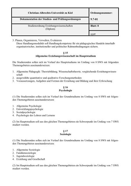 Christian-Albrechts-Universität zu Kiel Ordnungsnummer - Institut für ...