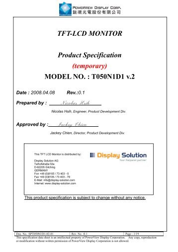 T050N1D1 v.2 - Display Solution