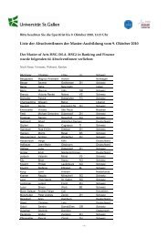 Liste der AbsolventInnen der Master-Ausbildung vom 9 - HSG Alumni