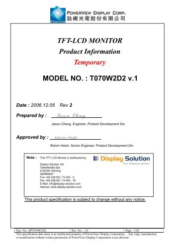 POWERVIEW DISPLAY TFT-LCD MONITOR - Display Solution
