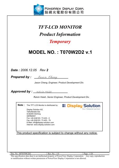 Powerview Display Tft Lcd Monitor Display Solution