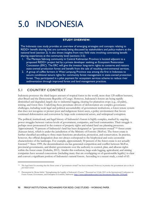 Institutional Mechanisms for REDD+ - Case Studies Working Paper