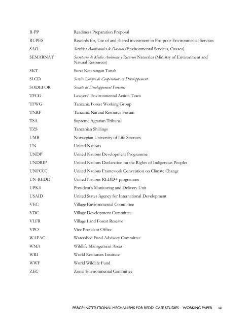 Institutional Mechanisms for REDD+ - Case Studies Working Paper