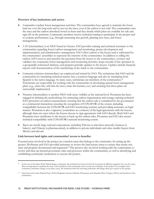 Institutional Mechanisms for REDD+ - Case Studies Working Paper