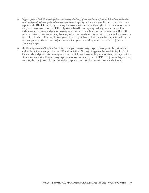 Institutional Mechanisms for REDD+ - Case Studies Working Paper