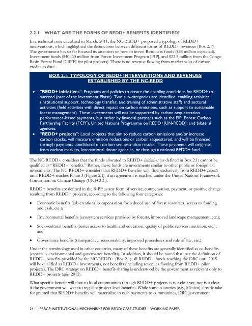 Institutional Mechanisms for REDD+ - Case Studies Working Paper