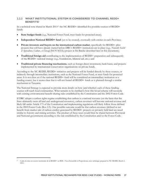 Institutional Mechanisms for REDD+ - Case Studies Working Paper