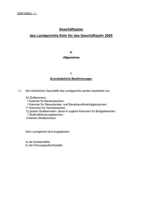 Geschäftsverteilungsplan - Landgericht Köln